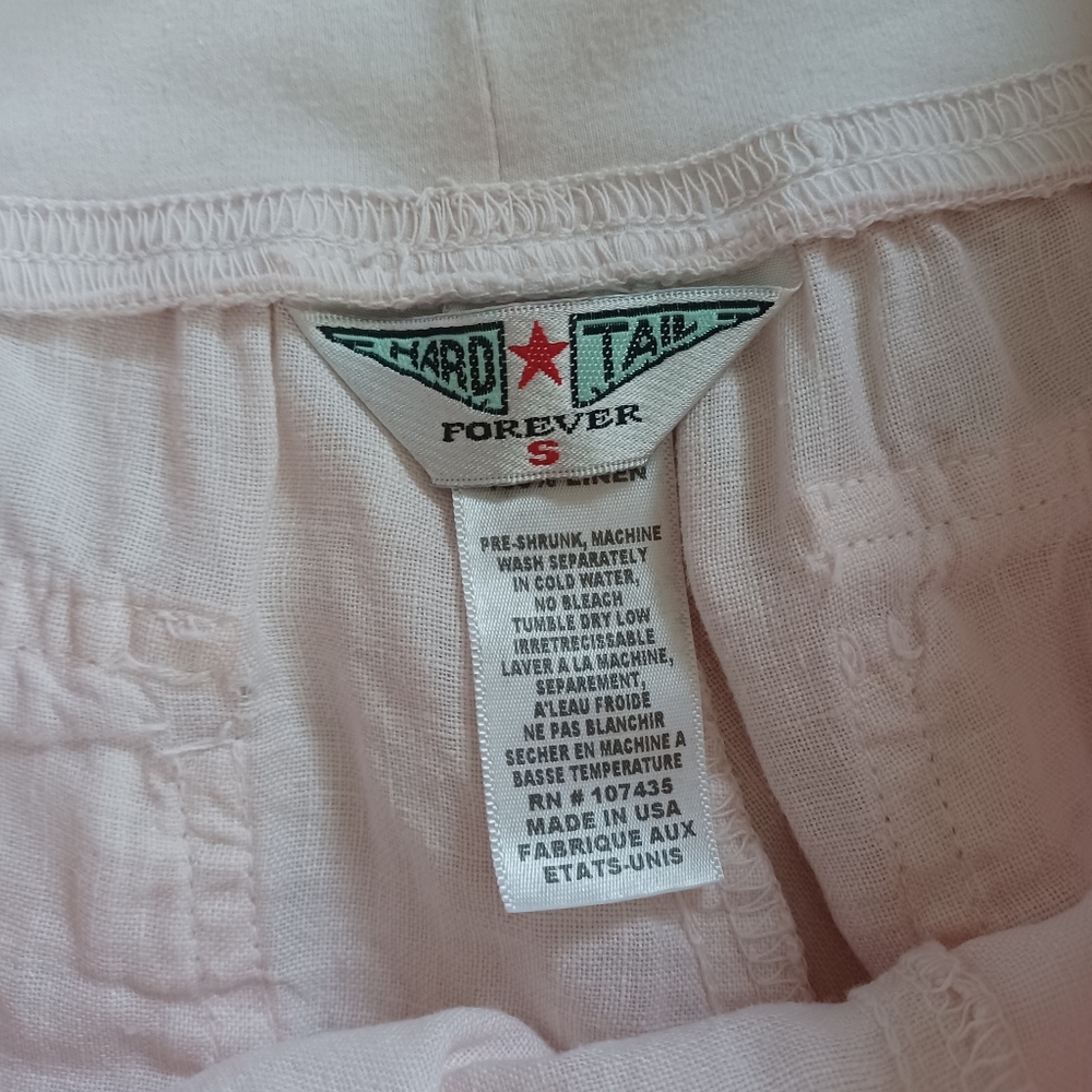 {Hard Tail} Slouchy Cargo Linen Short in pale pink. - Picture 5 of 6